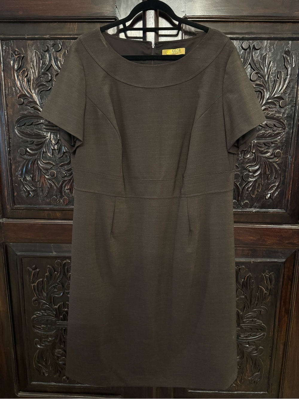 Alex Marie Dark Brown Short-Sleeve Midi Women’s Plus Dress